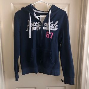 Aeropostale Navy Blue Hoodie with Pink and White Accents